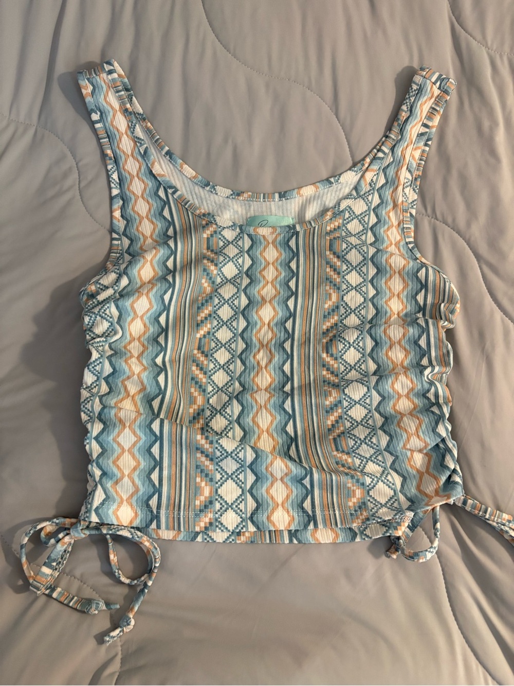 Range By Rock&Roll Denim Womens Southwestern Sleeveless Cropped Top Large Stripe